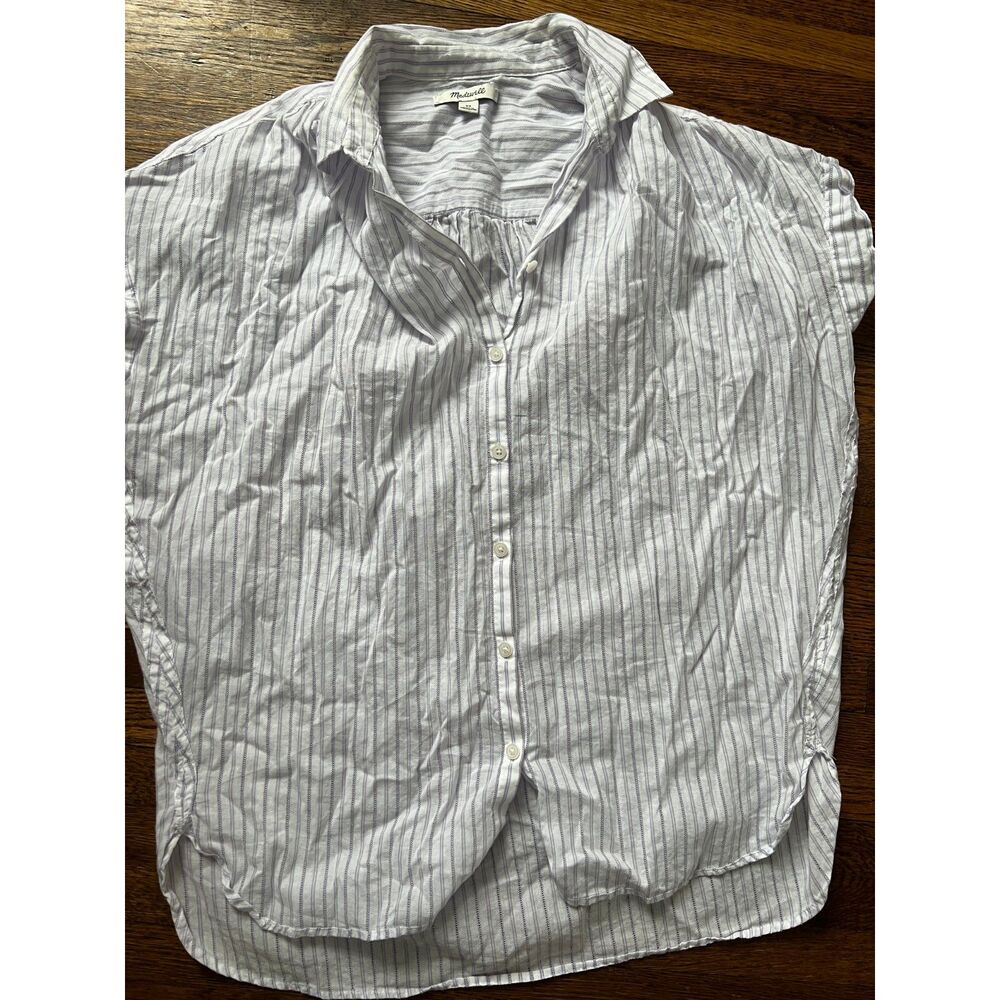 Madwell 100% Cotton Purple White Strip Oversized Button Down Tee Size XS